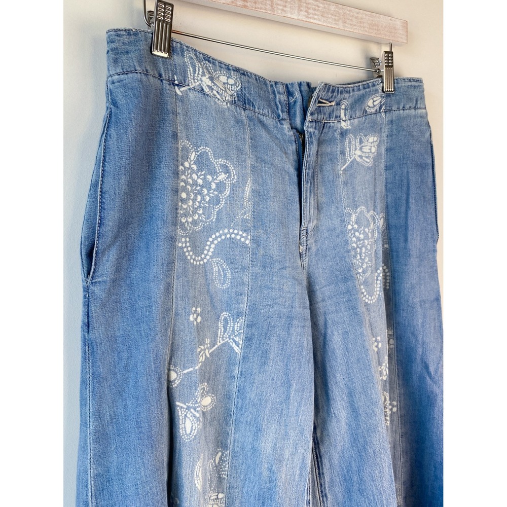 Free People We The Free Luna Extreme Flare Pants 27‎ Blue Patchwork Denim Hippie - Picture 4 of 14